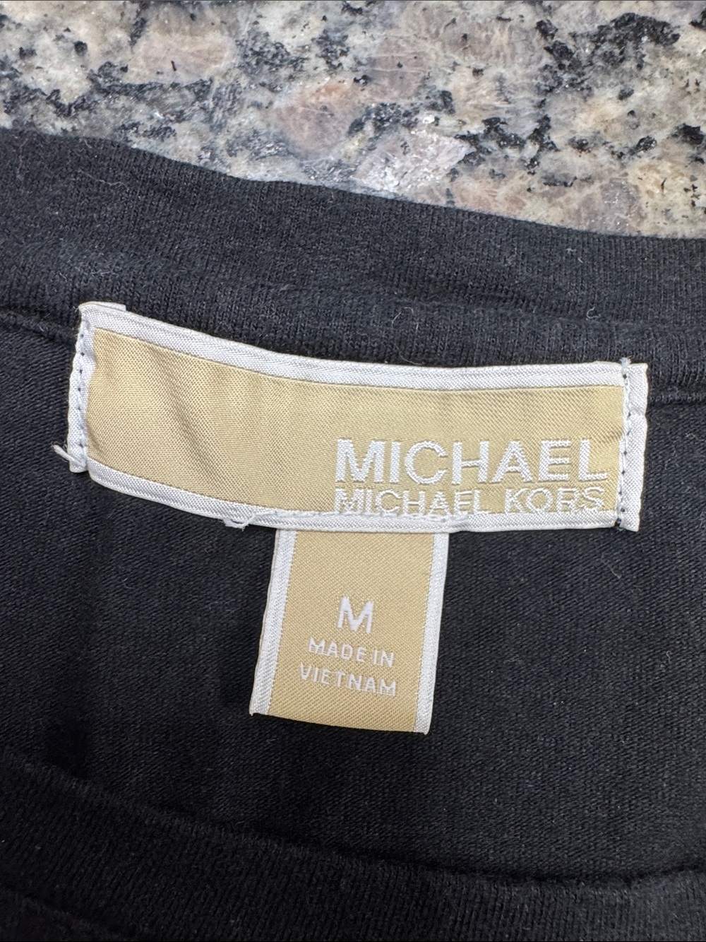 Michael Kors Black Short Sleeve Tee with Gold Studded MK Emblem - Picture 10 of 12